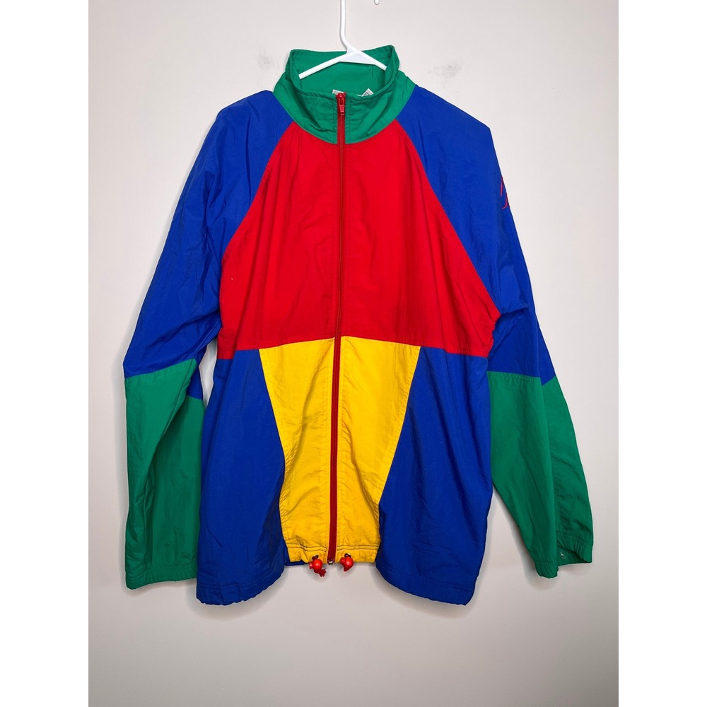 1990s Bike Brand Rainbow Color Block Maximalist Windbreaker Track Jacket L